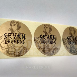 Самоклеящиеся логотипы в виде круглых наклеек на упаковку Seven Legends (печать на бумаге)